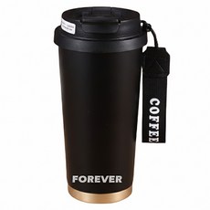 FOREVER 316不鏽鋼杯陶瓷塗層雙飲蓋咖啡保溫杯, 黑色, 530ml, 1個
