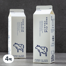 부산우유 푸른초원 자연우유 1A, 1L, 4개