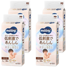 滿意寶寶 moony 日本版 頂級有機棉褲型尿布 9~14kg, L, 144片