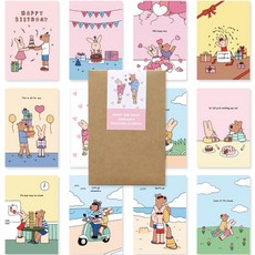 Monolike Happy&lucky插圖明信片組 12張入, 1套, 混合顏色