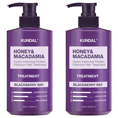 KUNDAL 昆黛爾 蜂蜜澳洲堅果保濕護髮乳 黑莓月桂葉香, 500ml, 2瓶