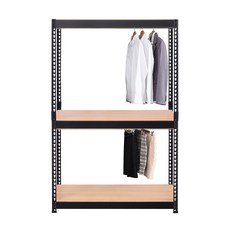 스피드랙 V2 봉2 3단 스탠드 행거 1100 x 400 x 1800 mm, 블랙