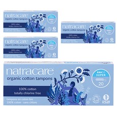 나트라케어 탐폰 논 어플리케이터 삽입형 생리대, 슈퍼, 20개입, 4개