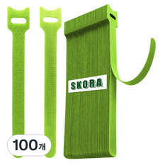 SKORA 植物用魔鬼氈束帶貼紙 螢光綠 15cm, 100個
