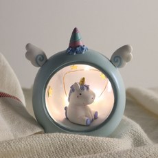 EPLYN 圓形獨角獸天使造型小夜燈, 淡藍色