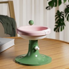 딩동펫 반려동물 마카롱 높이조절 크리미 식기, 핑크그린, 1개