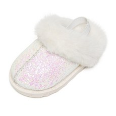 LA STELLA 女童亮片雪靴款羊毛穆勒拖鞋