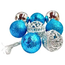 摩達客 聖誕冰雪藍銀色系吊飾組 16個, 藍色 + 銀色, 1組