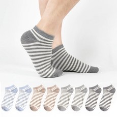 si ner socks 男性粉彩條紋船型襪8雙組