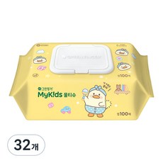 그린핑거 푸아에디션 마이키즈 아기물티슈 캡형, 32개, 100매, 37g