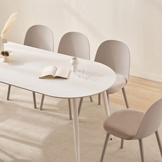 삼익가구 클레디 통세라믹 타원형 4인용 식탁세트 방문설치, 그레이 + 그레이, 일반의자 4