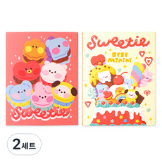 STUDIO EIGHT BT21 minini 4層便利貼 2款套組, 象牙白 + 粉紅色, 2套