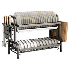 碗碟瀝水架 53 x 42 x 23.5cm, 2層, 黑色, 1個