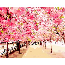 名畫普普藝術油畫DIY, 17浪漫櫻花路