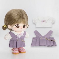 20cm 摩卡娃娃 棉花娃衣 吊帶連身裙 + 襯衫 套組, 1套, 紫色