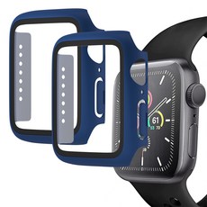 디지지 애플워치 풀커버 강화유리 액정보호 케이스 2p, 네이비