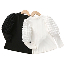 Miso Papa女童款優雅泡泡袖T恤 2件組