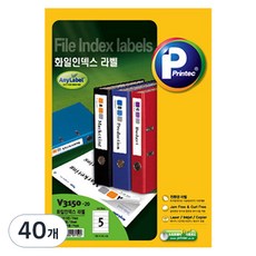 Printec 文件索引標籤貼紙20入組 V3150-20, 5格, 40個