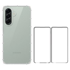 Red Moon 手機殼貼4件組 防摔手機軟殼 + 9H玻璃保貼 2個 + 3D全包鏡頭貼 SAMSUNG A56 5G適用, 透明色, 1組