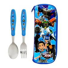 LE BARN 孩童衝鋒戰士圖案湯匙+叉子+拉鍊袋, 混色, 湯匙+叉子+餐具袋