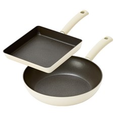 실바트 국산 순수 IH 인덕션 프라이팬 2종 세트, 아이보리, 1세트, 계란말이팬 24cm + 프라이팬 28cm