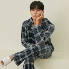 DOSSY 男士超細纖維翻領睡衣套組 D7001