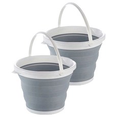 摺疊水桶，塑膠矽膠材質，小號3升/中號5升/大號10升, 灰色, 2個