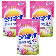 妙管家濃縮洗衣精亮彩補充包 小蒼蘭花香 增艷護色 高效BIOTEK配方, 2kg, 3包