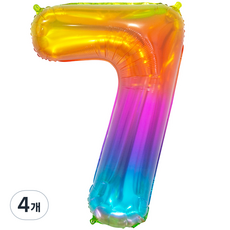 joyparty 大型生日數字氣球 7, 彩虹, 4個