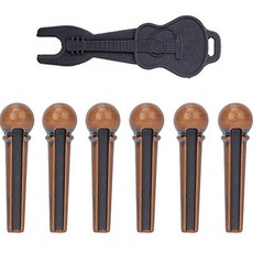 Coneim 吉他高級琴橋弦栓 棕色 6入 + 拔栓器套組, 1套