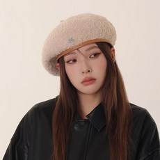 페이퍼먼츠 뽀글뽀글 가죽 라인 베레모 모자 23509