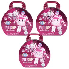 로보카폴리 유아용 비타D플러스 철캔 가방 복숭아맛 엠버 19.8g, 18정, 3개