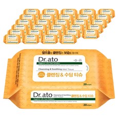 Dr.ato 潔膚舒緩濕紙巾 便攜型 60gsm, 20枚入, 72個