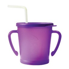 AGAFURA Magic系列雙耳防漏吸管杯, 紫色, 300ml, 1個