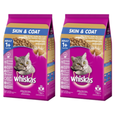偉嘉 whiskas 成貓 皮毛保健配方 乾飼料 1.1kg, 適口性佳, 2袋