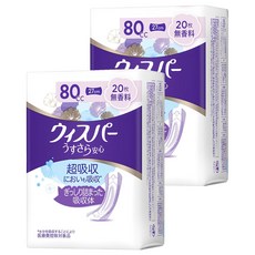 whisper 好自在 日本原裝進口 舒爽超吸收成人護墊 成人尿布 無香 80cc 無翼型, 27cm, 20片, 2包