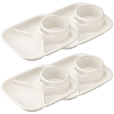 inomata 方形塑膠餐盤 13號, 白色, 4個