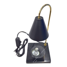 MH 家居 大理石香氛蠟燭暖台, 安全無火融蠟, 可替換香氛, 附50W鹵素燈泡, 黑色