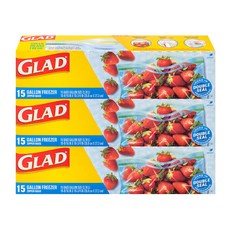 GLAD 佳能 四重寬版密封冷凍用夾鏈袋, 大(L), 15入, 3個