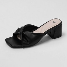 ChakanShoes 女款方頭扭結中跟拖鞋 MLLTS2f822, 230mm, 黑色