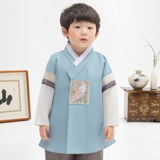 geumdong hanbok 男童款 天藍孔雀補 兒童韓服套裝 AM119