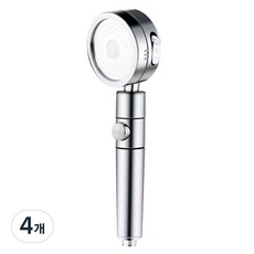아리코 3단 수압조절 절수 샤워기 헤드, 4개, 실버