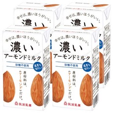 TSUKUBA 筑波乳業 香醇原味杏仁飲 無糖, 4個, 125ml