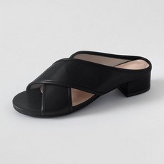 ChakanShoes 女款Michelle交叉寬帶低跟拖鞋 MLLTS2e811, 黑色, 230