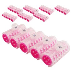 CHILSUNG 髮夾式髮捲 5入, 髮捲(粉紅色), 髮夾(透明), 8個