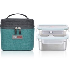 STENLOCK 史丹利 2層長方形便當盒 小 300ml+540ml組, VINTAGE GREEN, 1組