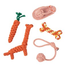 comet 寵物狗繩結玩具5件組, 橘色, 1套