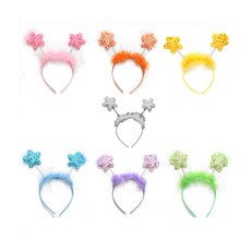 PARTY 79 粉彩星星髮箍7件組, 白色 + 粉色 + 橙色 + 黃色 + 藍色 + 紫色 + 綠色, 1組