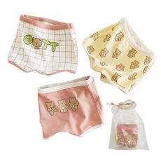 ZYZ 女童OTT熊四角內褲3件組 + 收納袋組合