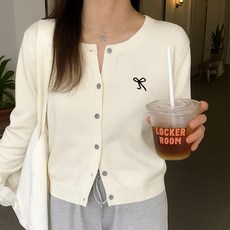 daysoy 女款蝴蝶結綁帶刺繡開襟衫